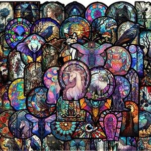 5 pack of Colorful, Stainglas Mirror Style stickers, Help me get to 15 Sales​​​​